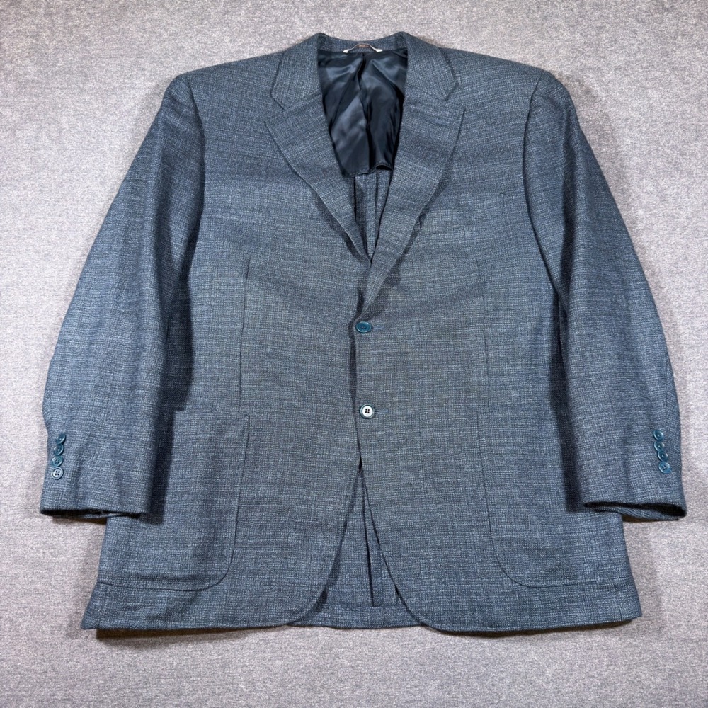 Canali Sport Coat Mens 48 Blue Wool 2 Button Blazer Made in Italy Unstructured